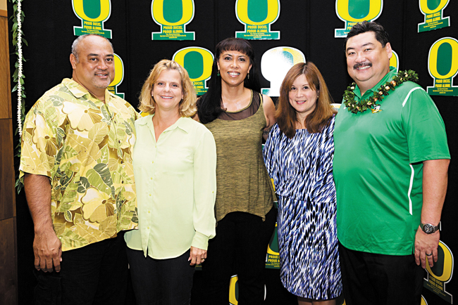 Toa and Alana Mariota, Maria Buckner, Rae Gee and Ed Nishioka